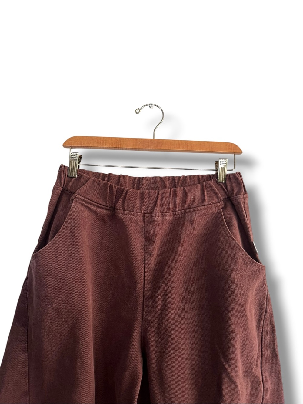 Le Bon Shoppe Arc Pants Cotton chocolate brown size M Made In Korea Barrel Leg - Picture 15 of 15